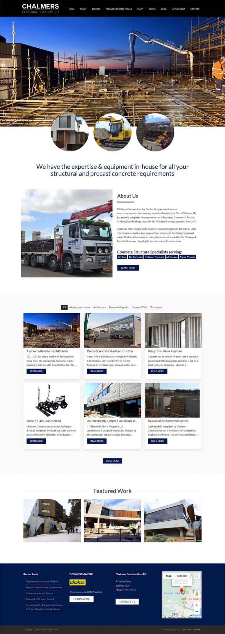 Website designed for a specialist construction company based in Torquay, includes SEO and copywriting