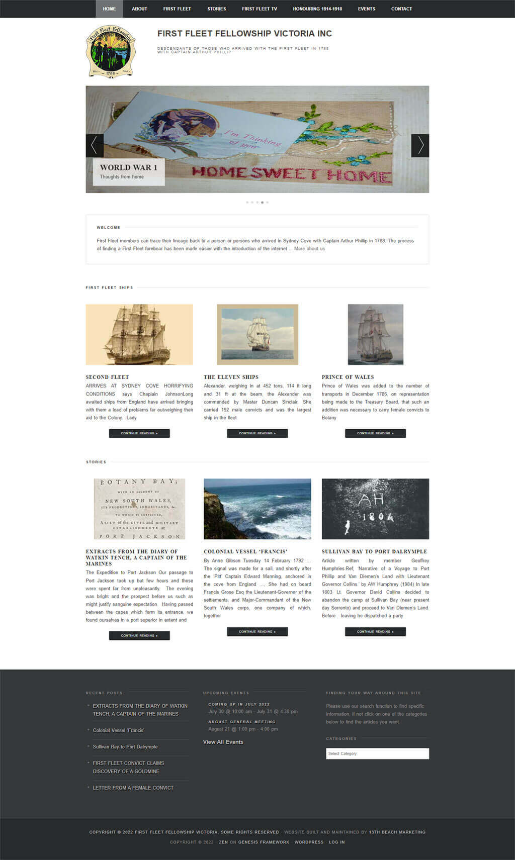 Website Design for The First Fleet Fellowship focused on educational material for schools