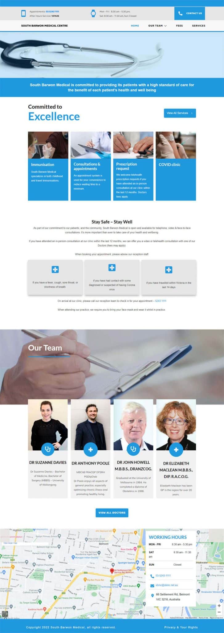 Website designed for the South Barwon Medical Practice through GMHBA